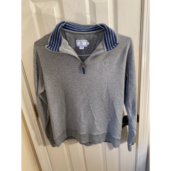 Southern Tide The SkipJack 1/4 Zip Up Mock Neck Solid Sweater, Gray, Size Small - Picture 1 of 8